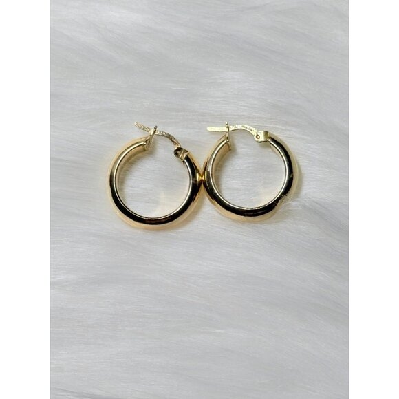 925 Gold Vermeil Hoops Earrings - Picture 3 of 4